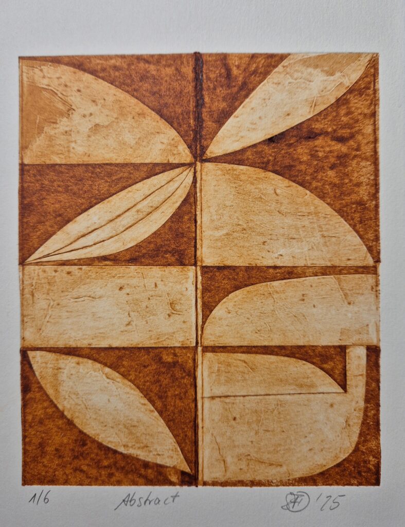 Druck, abstrakter Tetrapakdruck in braun von SilkeFaberArt.